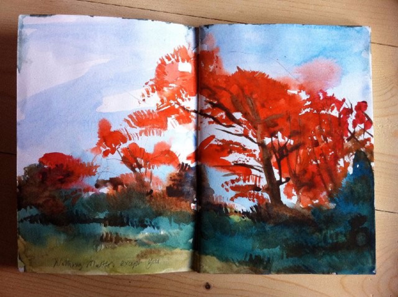 Watercolour in sketchbook